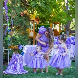 Mommy and baby party dress sets of 3